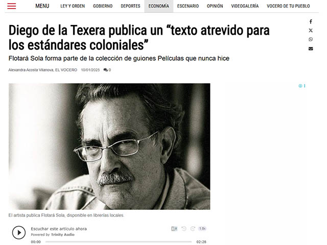 Diego de la Texera publica un “texto atrevido para los estándares coloniales”